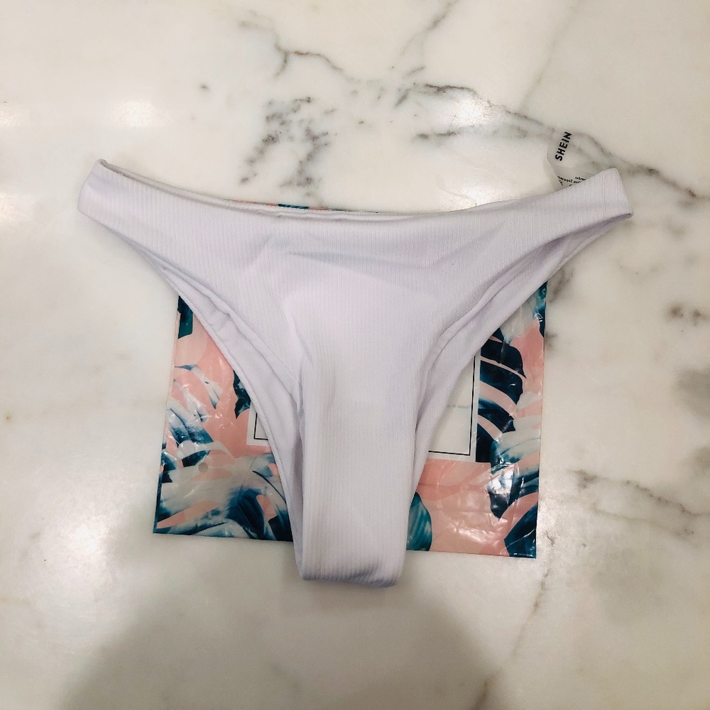 ribbed white bikini bottom